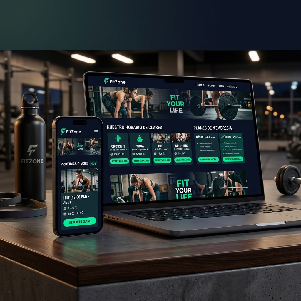 Sitio web de gimnasio con reserva de clases online